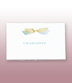 Charlotte Oud Hollands wit geboorte kaartje in 2 pms kleuren en dubbel satijn strikje voorvertoon